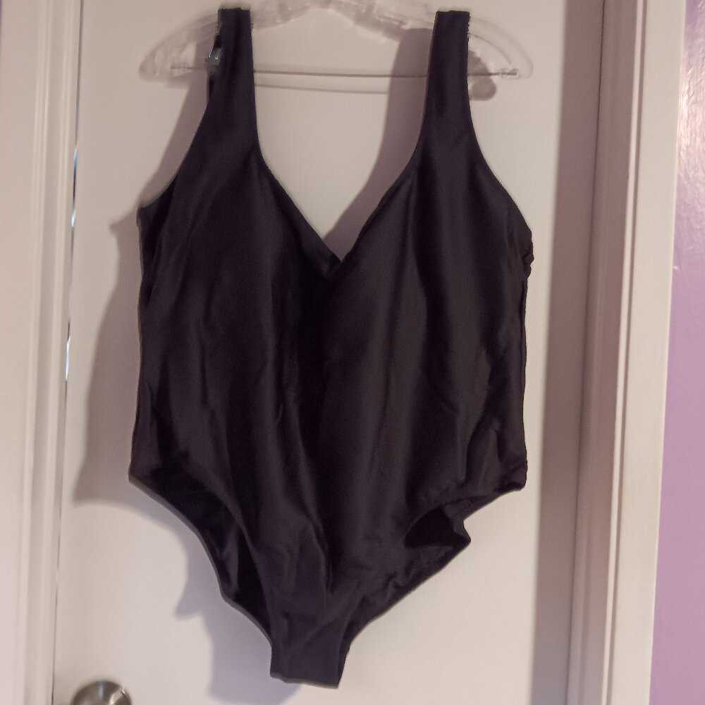 J Crew Women's Ribbed Square Neck One Piece Size 24 Black NWT